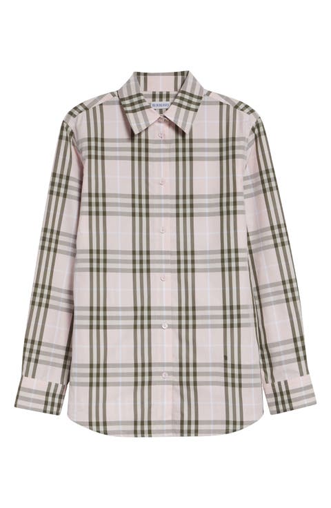 Emma Check Cotton Poplin Button-Up Shirt
