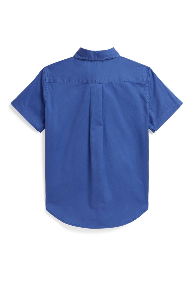 Kids' Featherweight Short Sleeve Cotton Twill Button-Down Shirt, Alternate, color, MODERN ROYAL