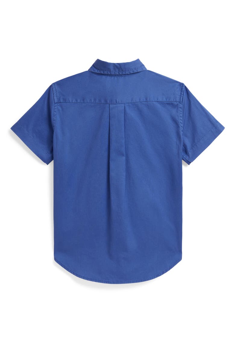 Polo Ralph Lauren Kids' Featherweight Short Sleeve Cotton Twill Button-Down Shirt, Alternate, color, Modern Royal