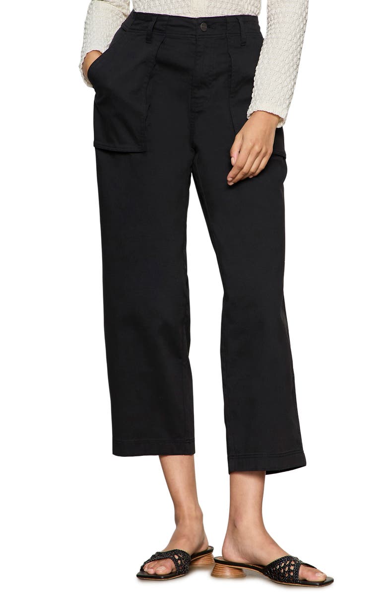 Sanctuary Ranger Relaxed Straight Leg Stretch Cotton Crop Pants, Main, color, Black