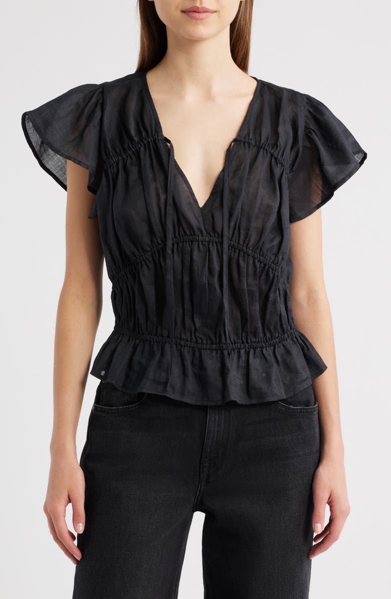 rag & bone Valentina Tiered Flutter Sleeve Top, Main, color, 