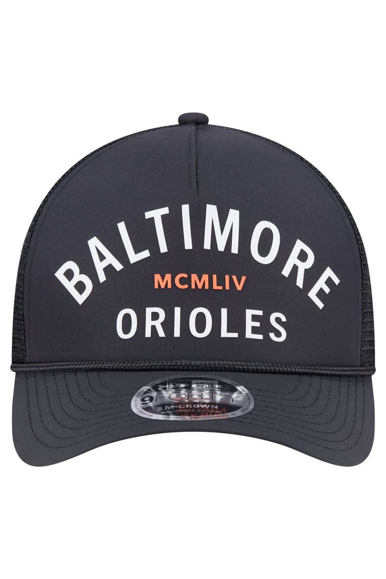Men's New Era  Black Baltimore Orioles Minimalist 9FORTY A-Frame Adjustable Hat, Alternate, color, Black