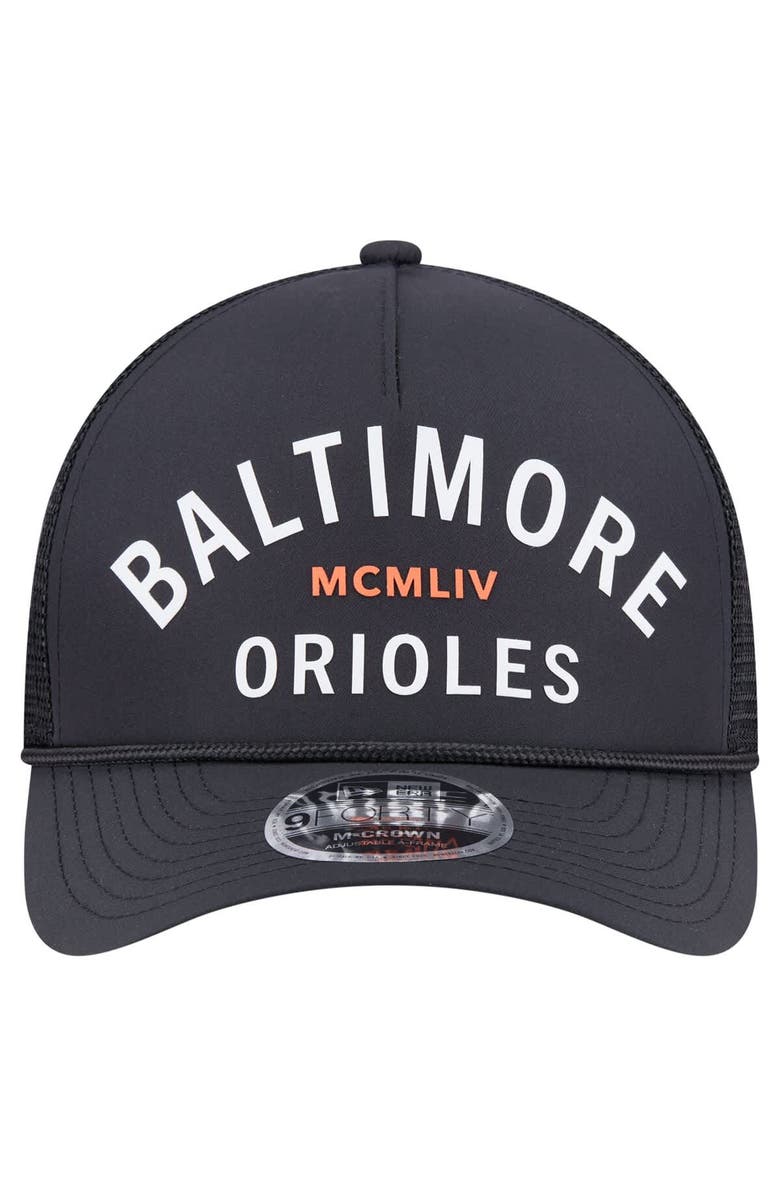 New Era Men's New Era Black Baltimore Orioles Minimalist 9FORTY A-Frame Adjustable Hat, Alternate, color, Black
