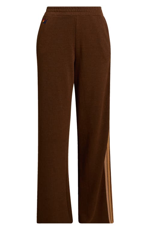 Aviator Nation 5-stripe Wide Leg Sweatpants In Brown