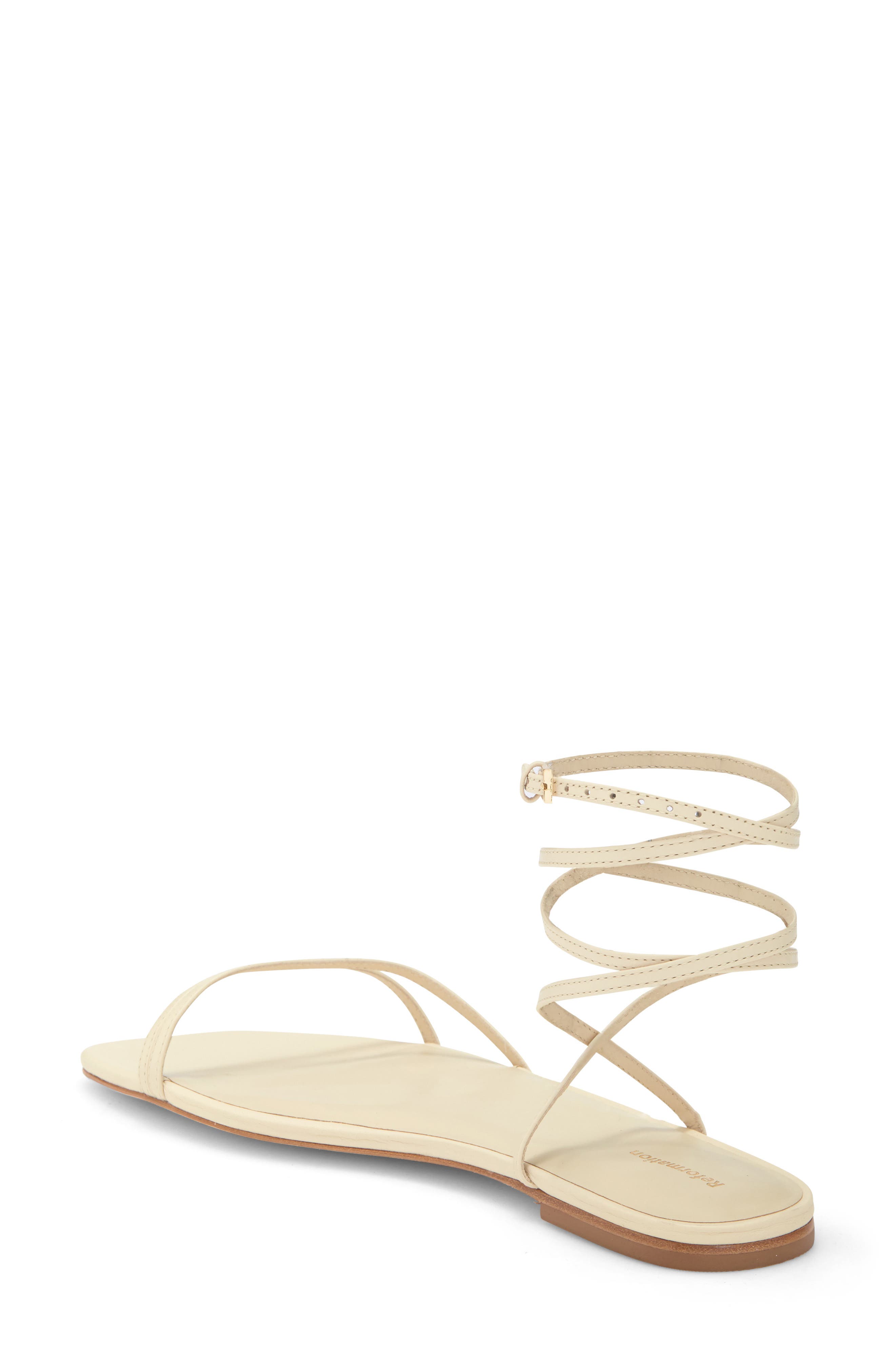Reformation Magalie Ankle Tie Flat Sandal, Alternate, color, 