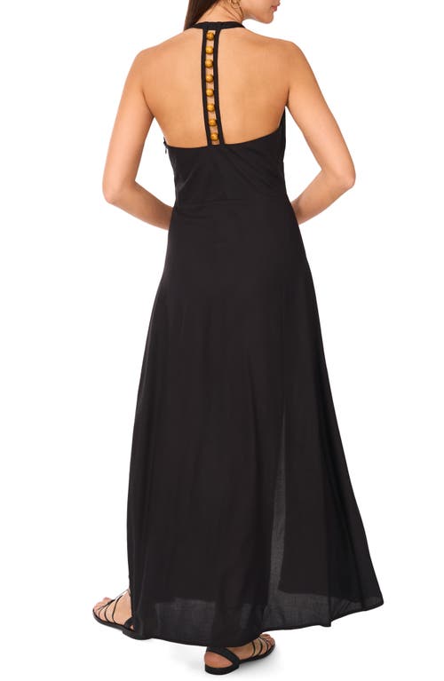 Vince Camuto Beaded Halter Maxi Dress In Rich Black