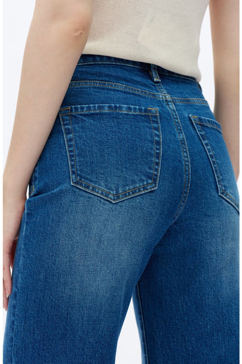 Exposed Button High Waist Wide Leg Jeans, Alternate, color, MEDIUM BLUE