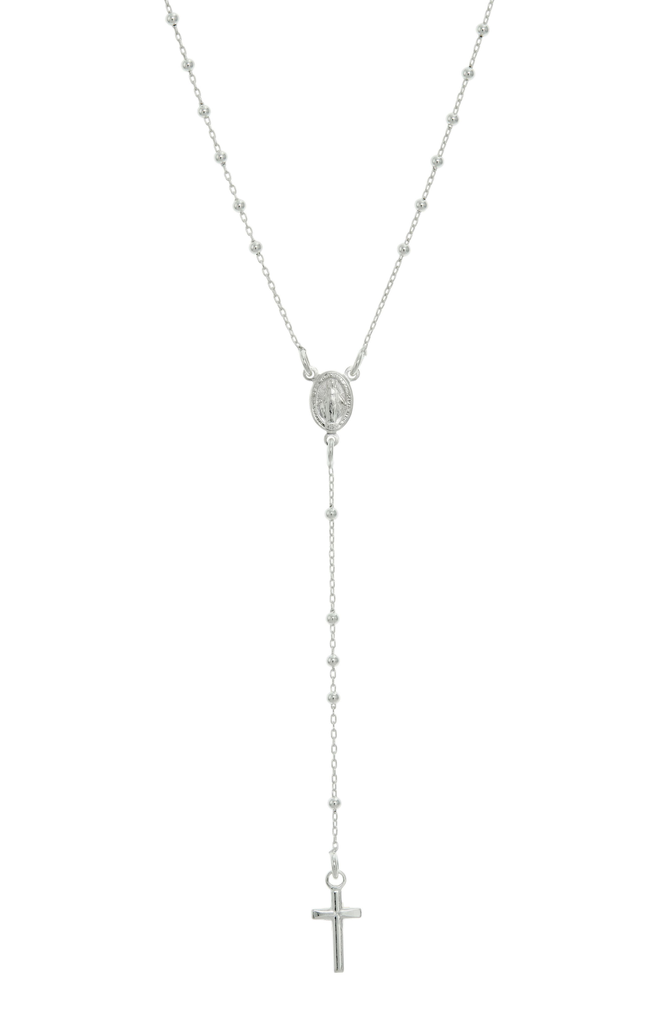 SAVVY CIE JEWELS Sterling Silver Rosary Necklace