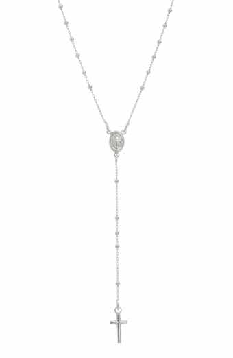 SAVVY CIE JEWELS Sterling Silver Rosary Necklace