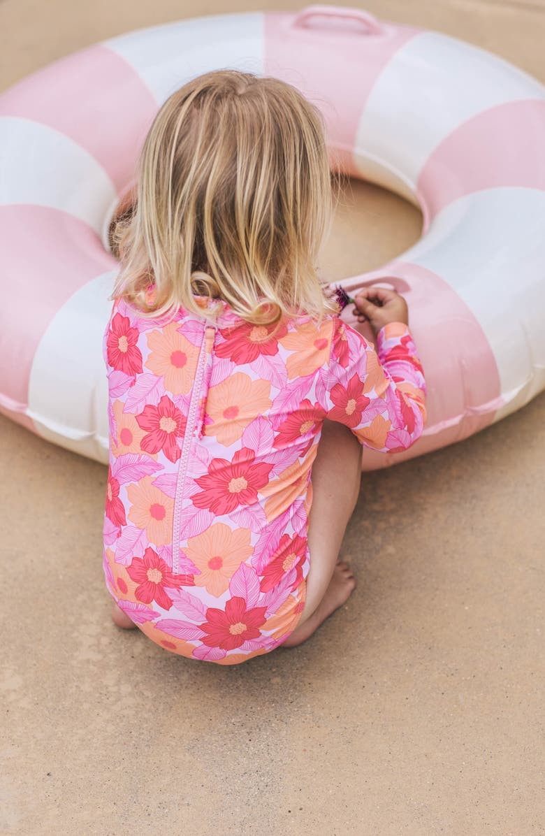 Feather 4 Arrow Wave Crasher Long Sleeve Rashguard Swimsuit, Alternate, color, 