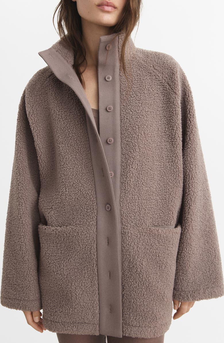 MANGO Textured Fleece Cardigan, Main, color,