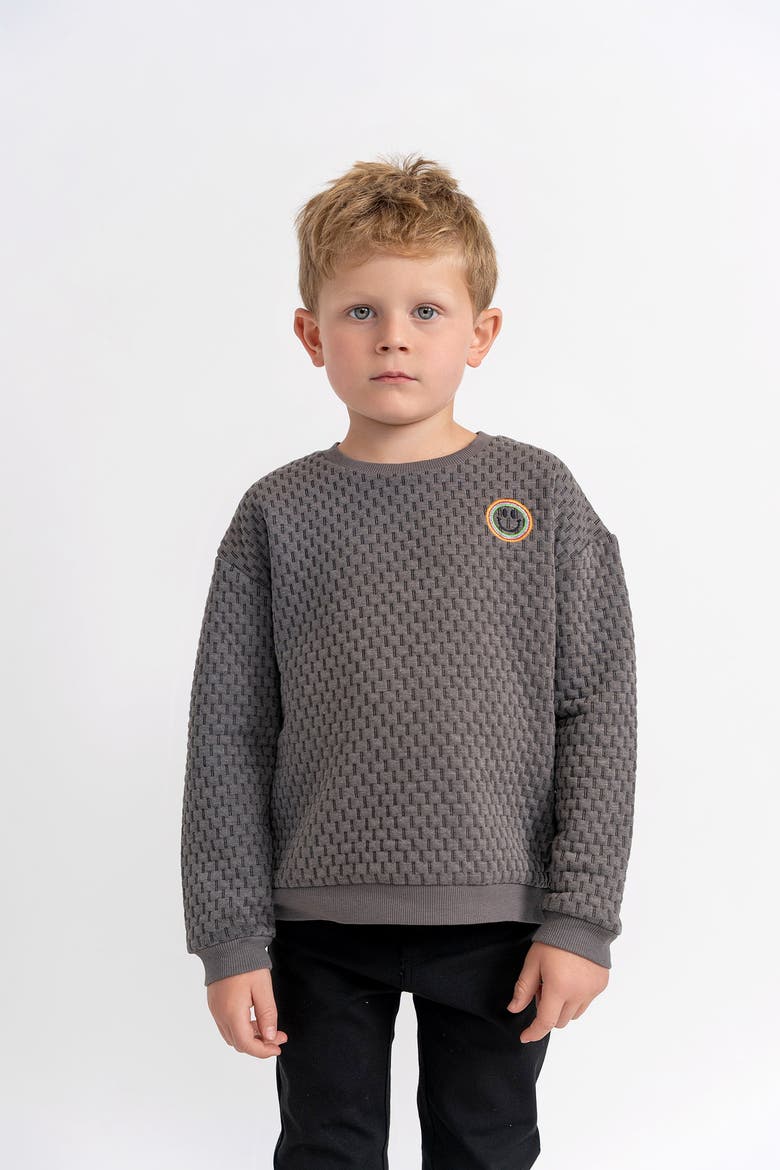 Quilted Smiley Love Sweatshirt - Kids Pink, Main, color, Pink