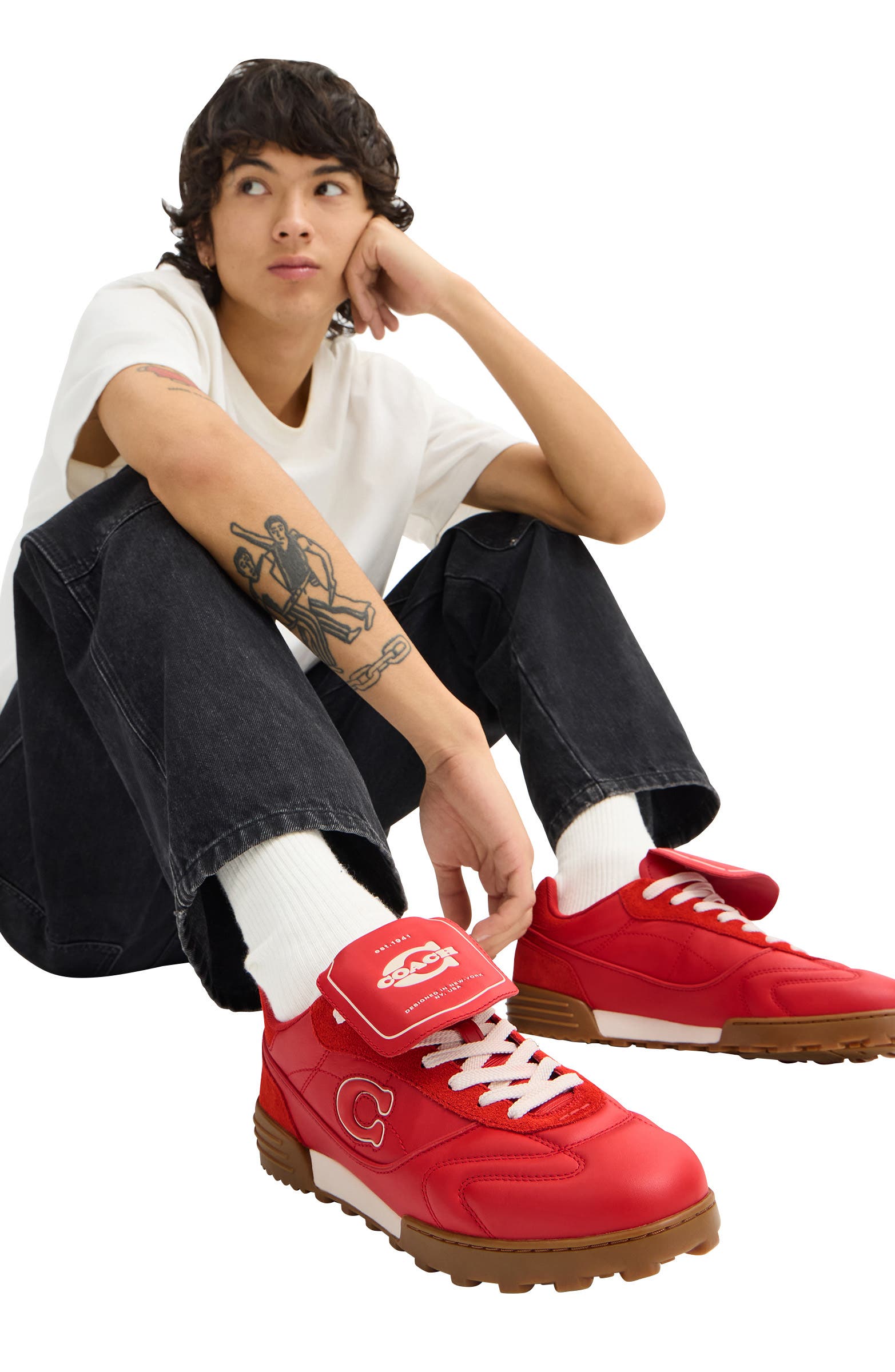 COACH Match Sneaker, Alternate, color, Sport Red