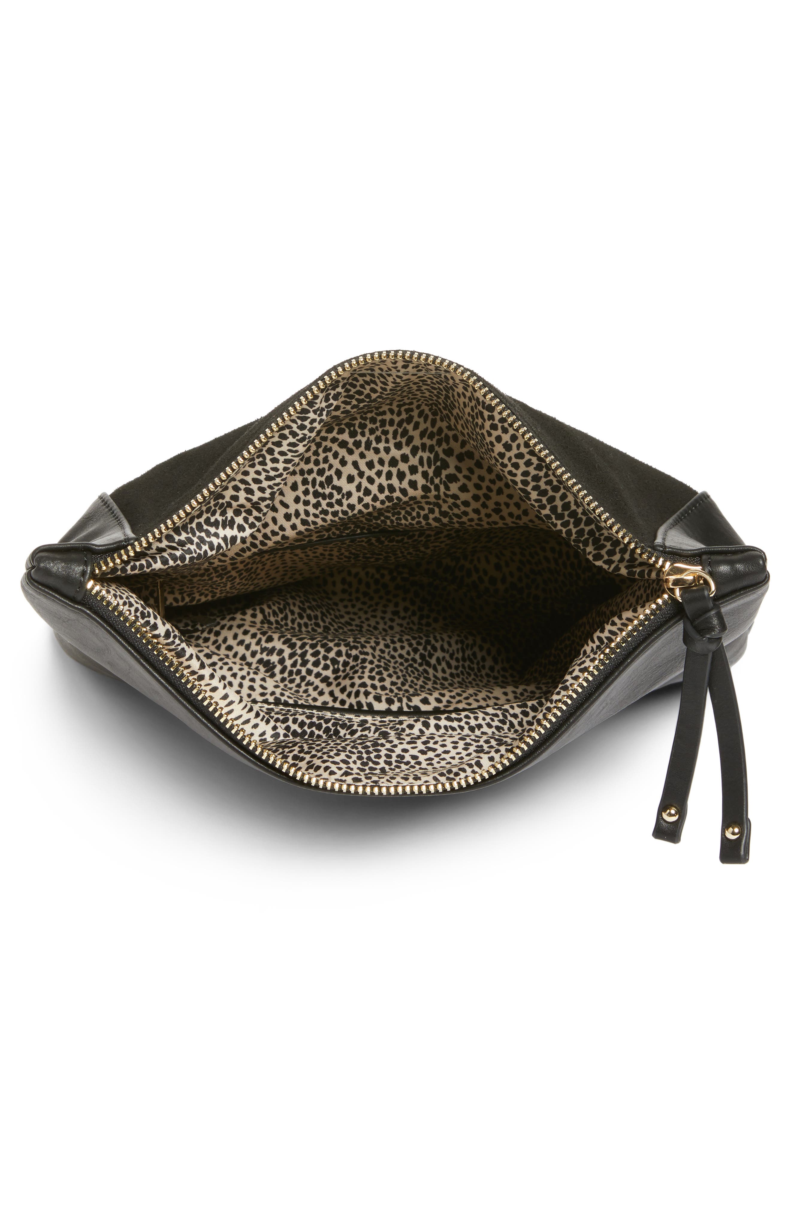 Jemma Suede Clutch, Alternate, color, BLACK