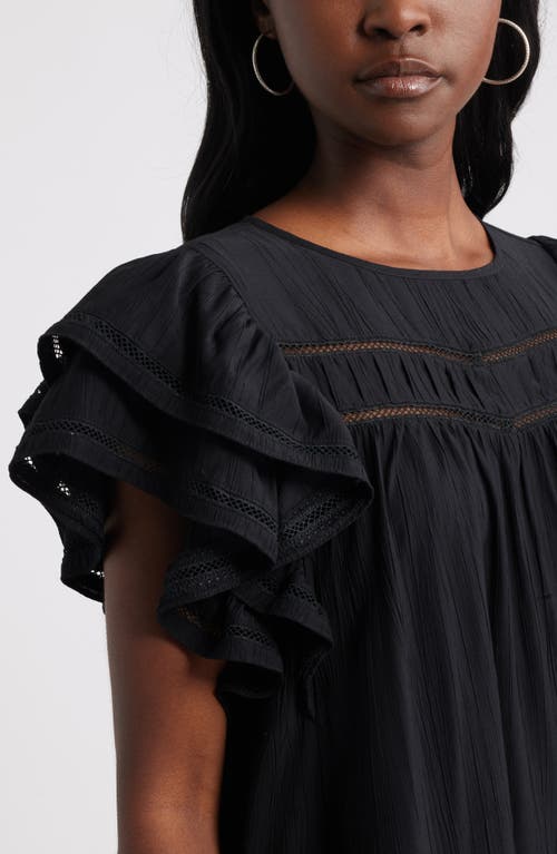 Treasure & Bond Double Ruffle Shift Dress In Black