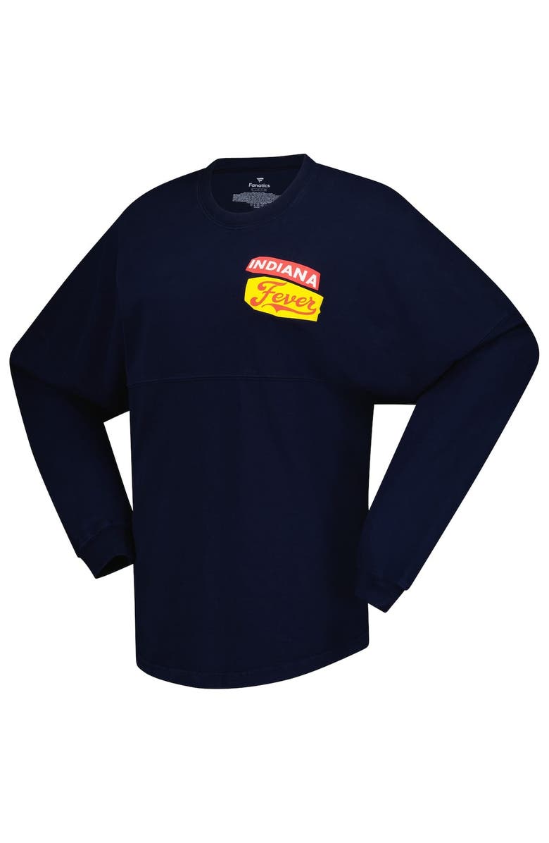 SPIRIT JERSEY Women
s Spirit Jersey Navy Indiana Fever Patches Oversized Long Sleeve T-Shirt, Alternate, color, Navy
