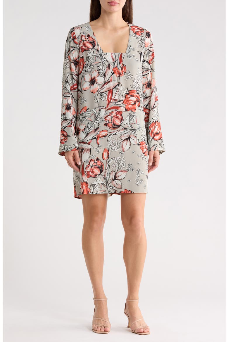 Long Sleeve Shift Dress, Main, color, STONE