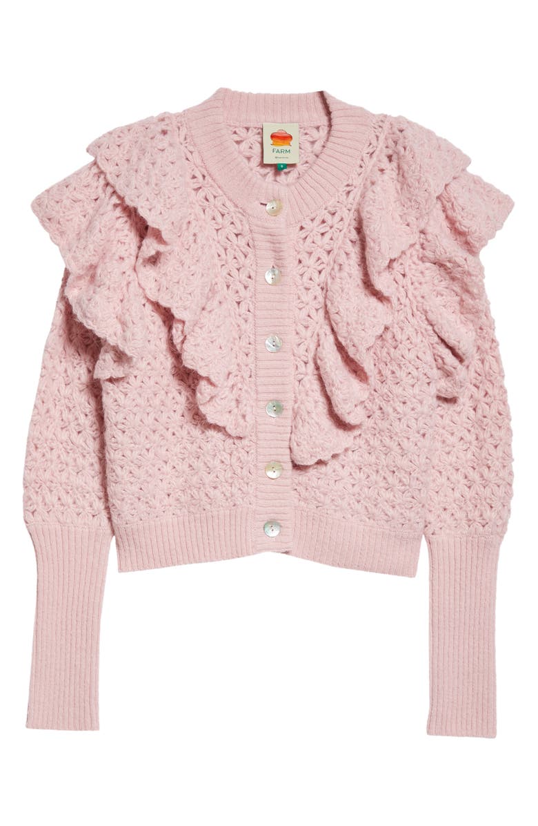 FARM Rio Ruffle Cardigan, Alternate, color, Pink