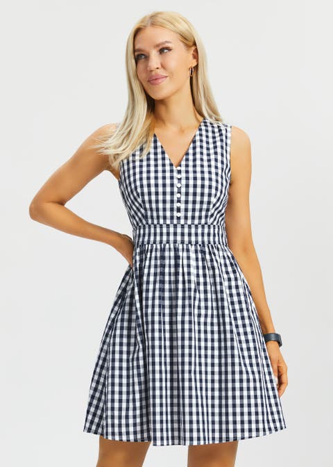 Gingham Fit and Flare Dress