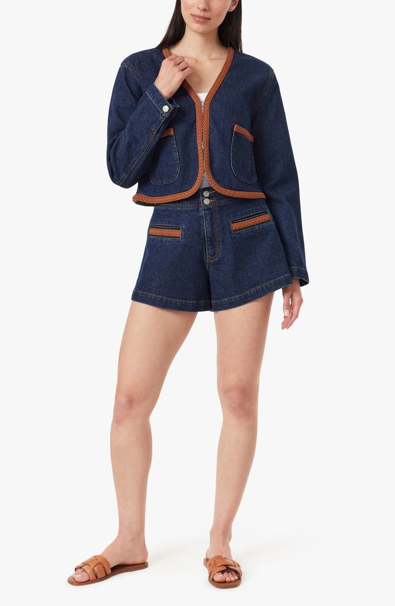 Habitual Braided High Waist Denim Shorts, Alternate, color, Tidal