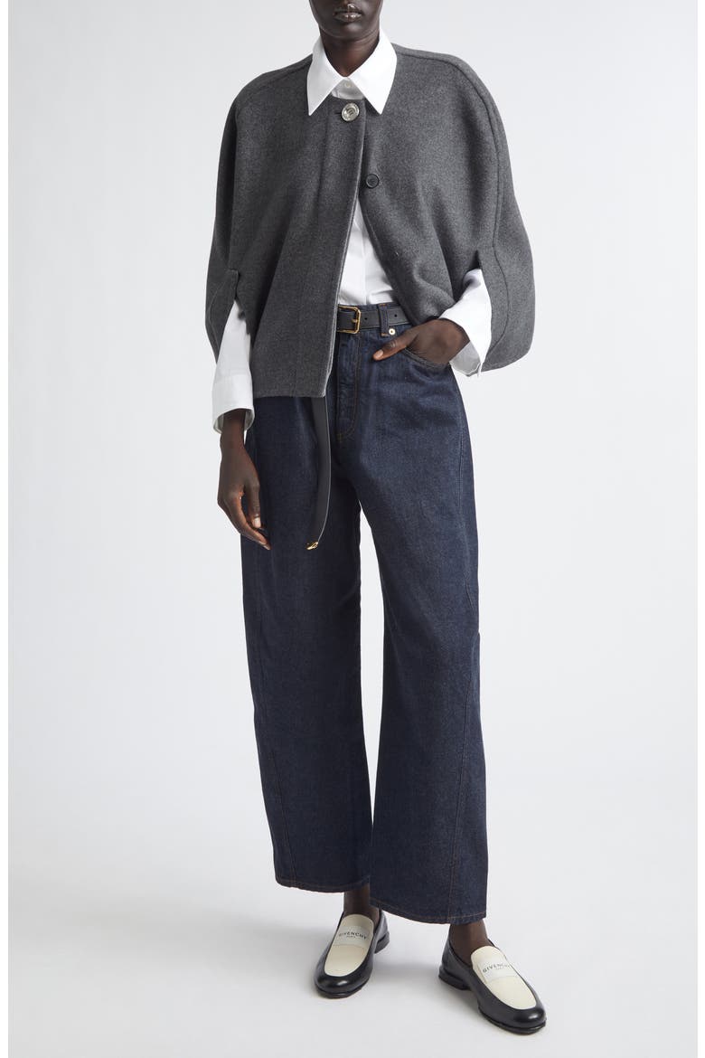 Crop Wool & Cashmere Cape, Alternate, color, DARK GREY/ GREY