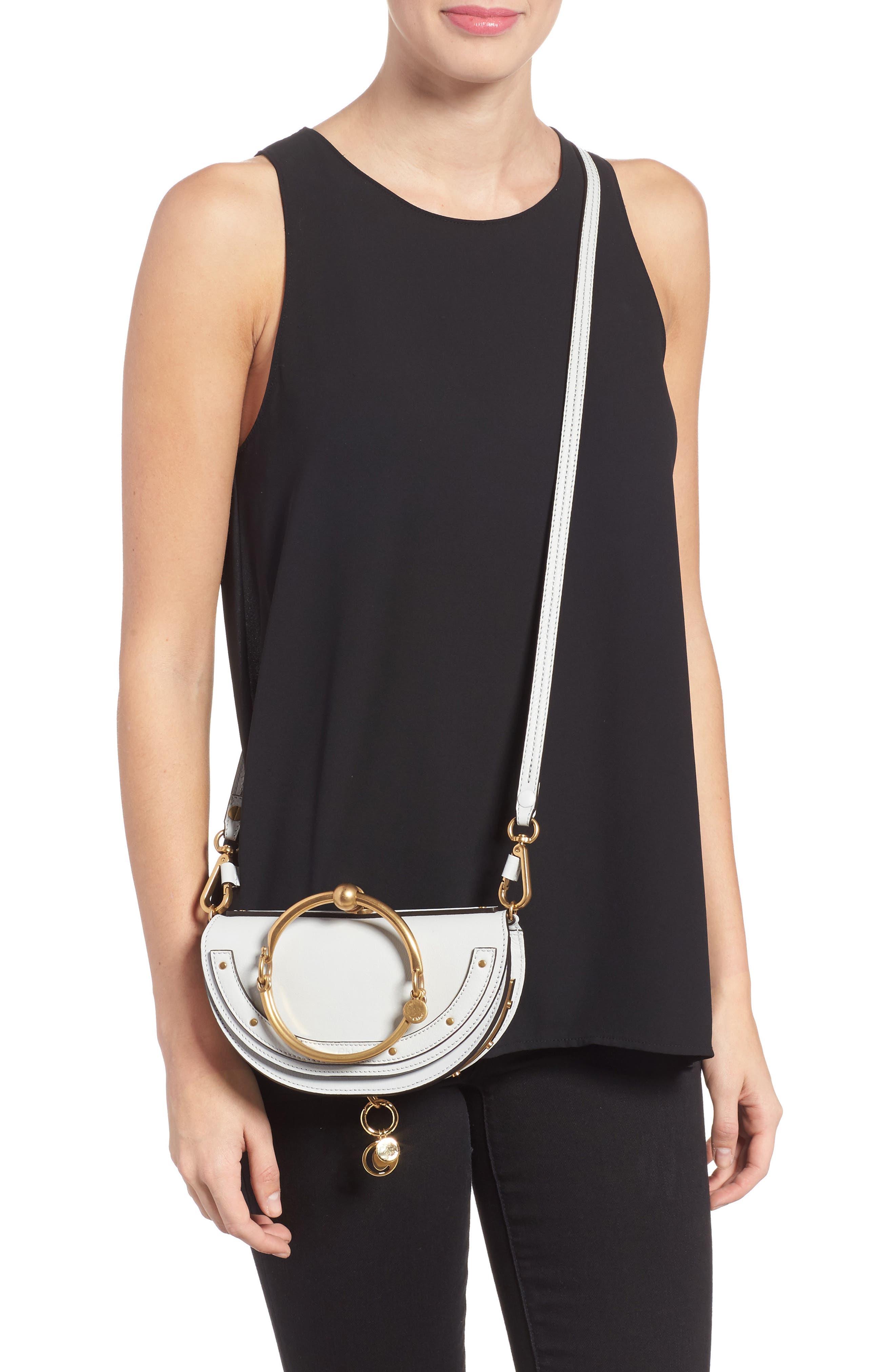 Chloé Small Nile Bracelet Calfskin Leather Minaudiere, Alternate, color, 