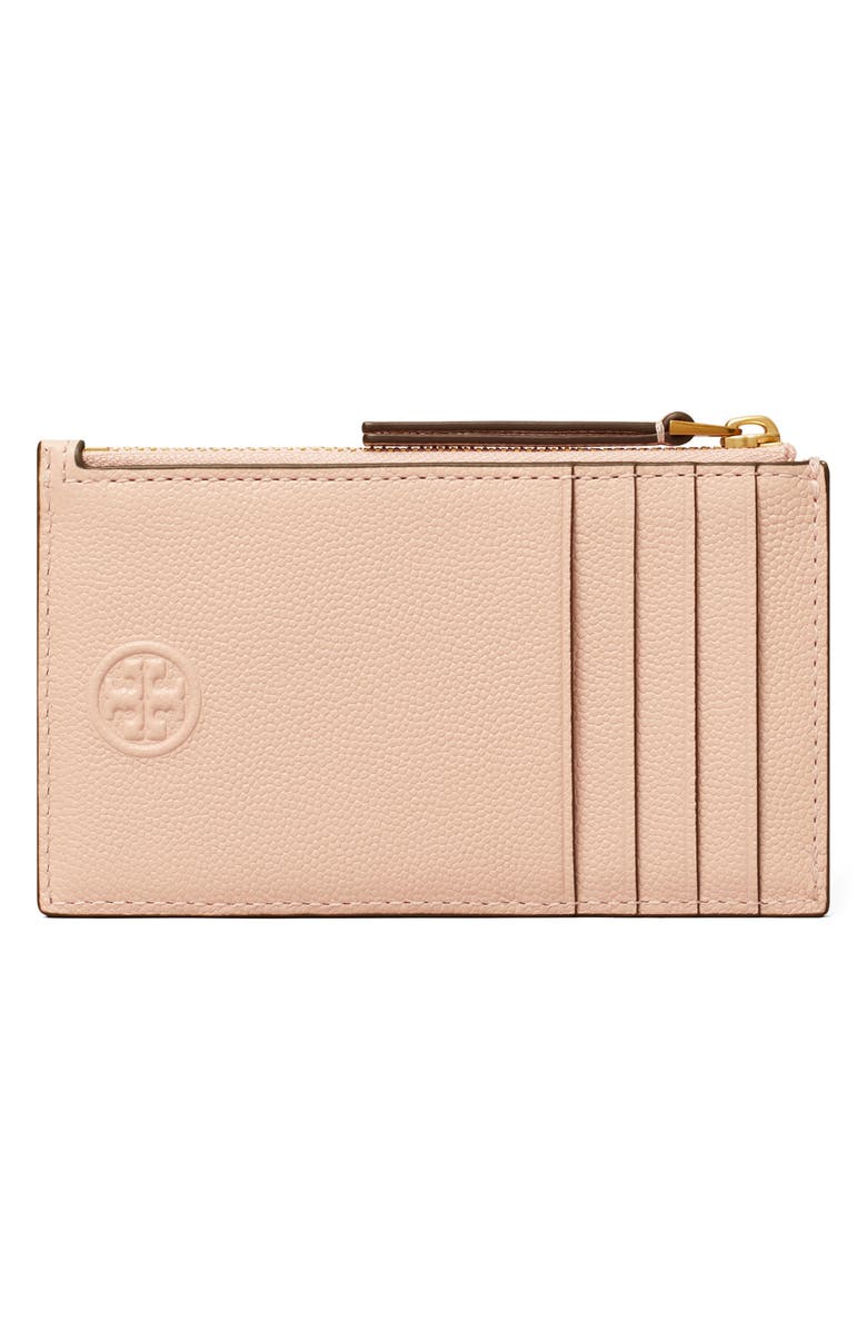 Tory Burch Fleming Soft Caviar Leather Zip Card Case, Alternate, color,