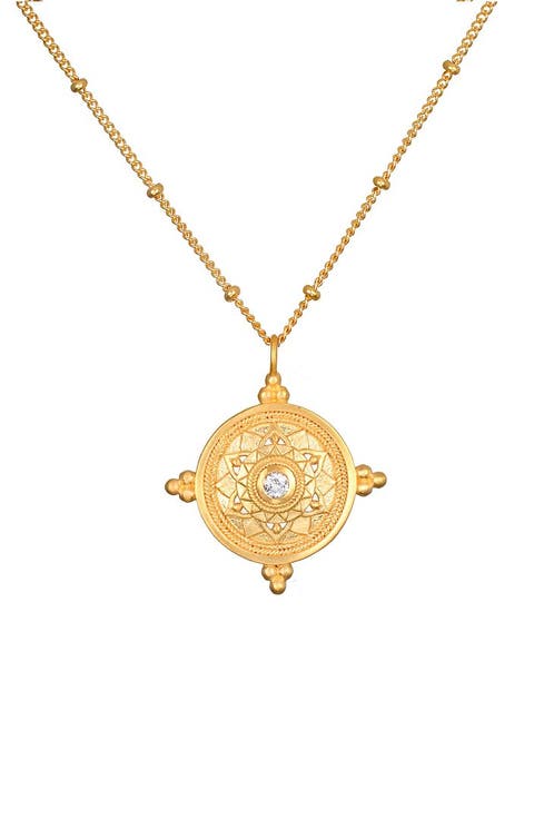 Inner Peace White Topaz Mandala Coin Necklace