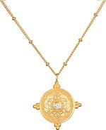 Satya Jewelry Inner Peace White Topaz Mandala Coin Necklace