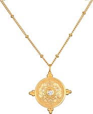 Satya Jewelry Inner Peace White Topaz Mandala Coin Necklace