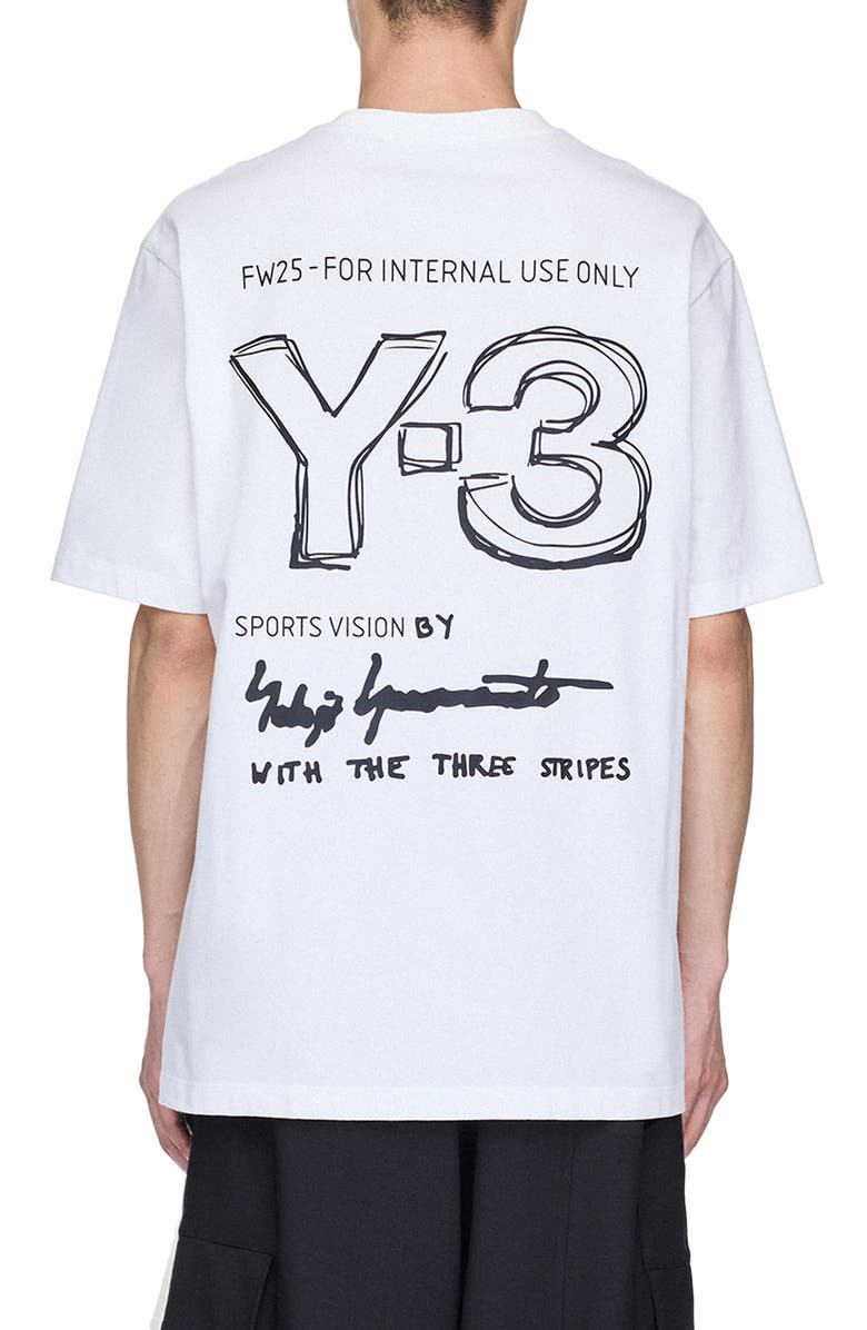 Y-3 Oversize Cotton Graphic T-Shirt, Alternate, color, White