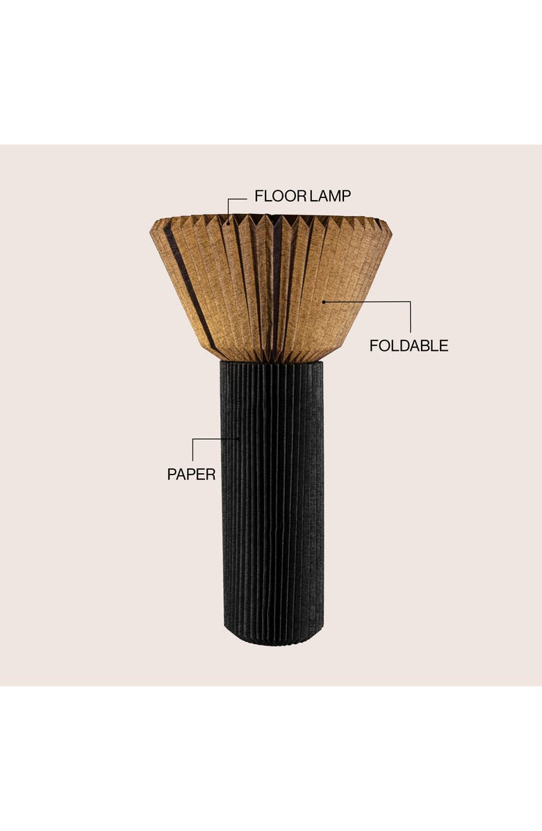 JONATHAN Y Archer 37" Modern Minimalist Pleated Shade Floor Lamp, Alternate, color, Black