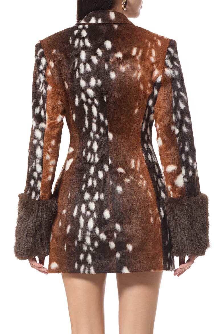 Faux Fur Cuff Pinched Waist Blazer, Alternate, color, BAMBI