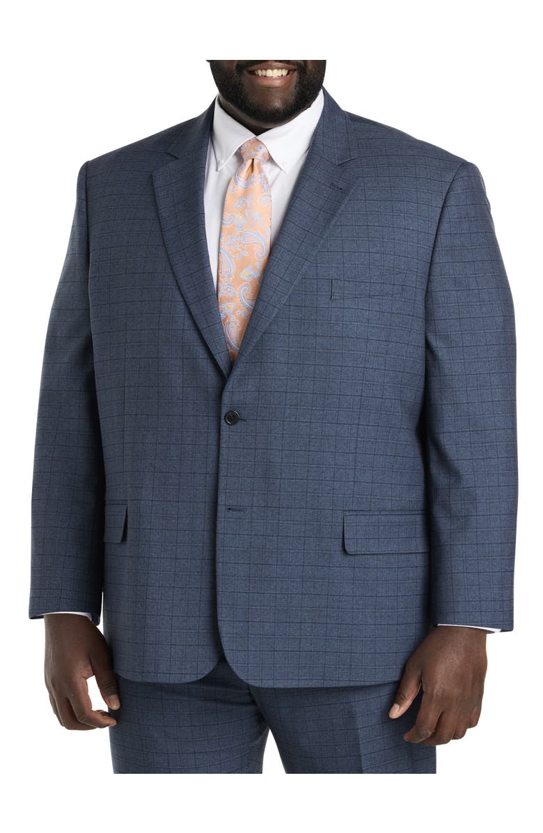 Oak Hill by DXL Big & Tall Jacket-Relaxer Windowpane Suit Jacket, Main, color, 