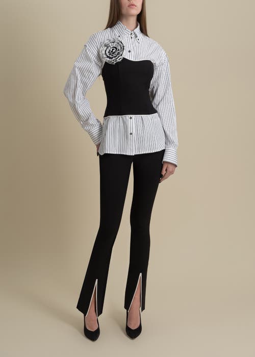 Contessa Mills Helix Form-fitting Stretch Wool Top In Black