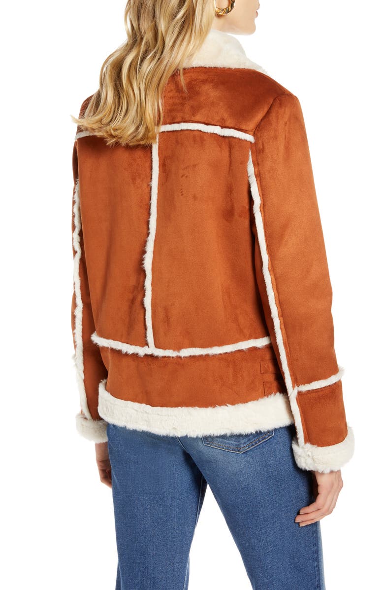 Halogen<sup>®</sup> Faux Shearling Moto Jacket, Alternate, color, 