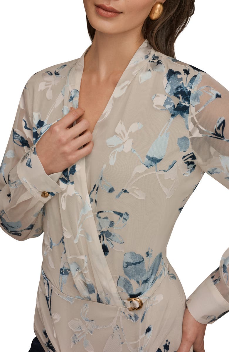 Donna Karan New York Burnout Wrap Top, Alternate, color, Sea Mist Multi