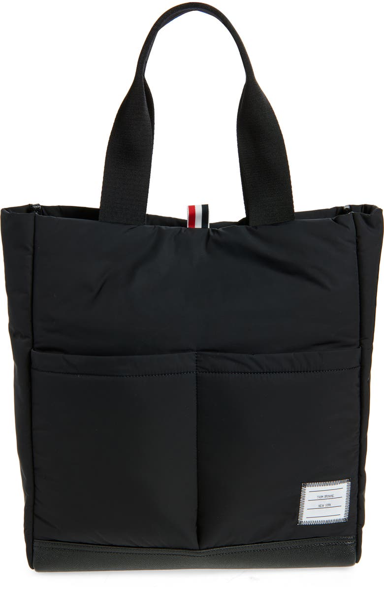 Thom Browne Twill Pocket Tote, Main, color, Black