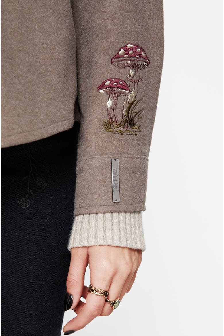 Cordelia Floral Frog Embroidered Shacket, Alternate, color, Taupe
