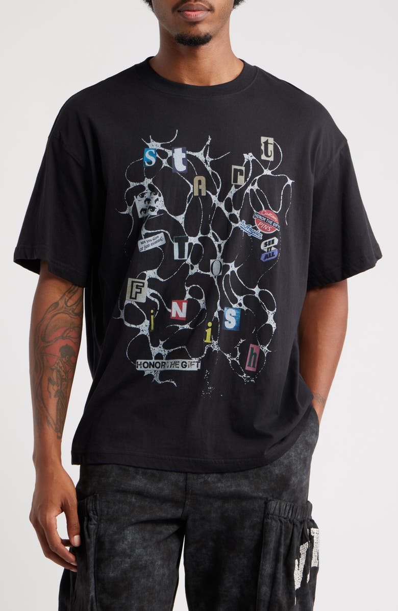 HONOR THE GIFT Start to Finish Graphic T-Shirt, Main, color, Black