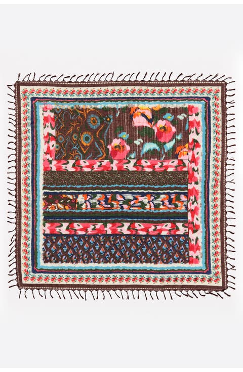 Ikat Flower Patchwork Shawl