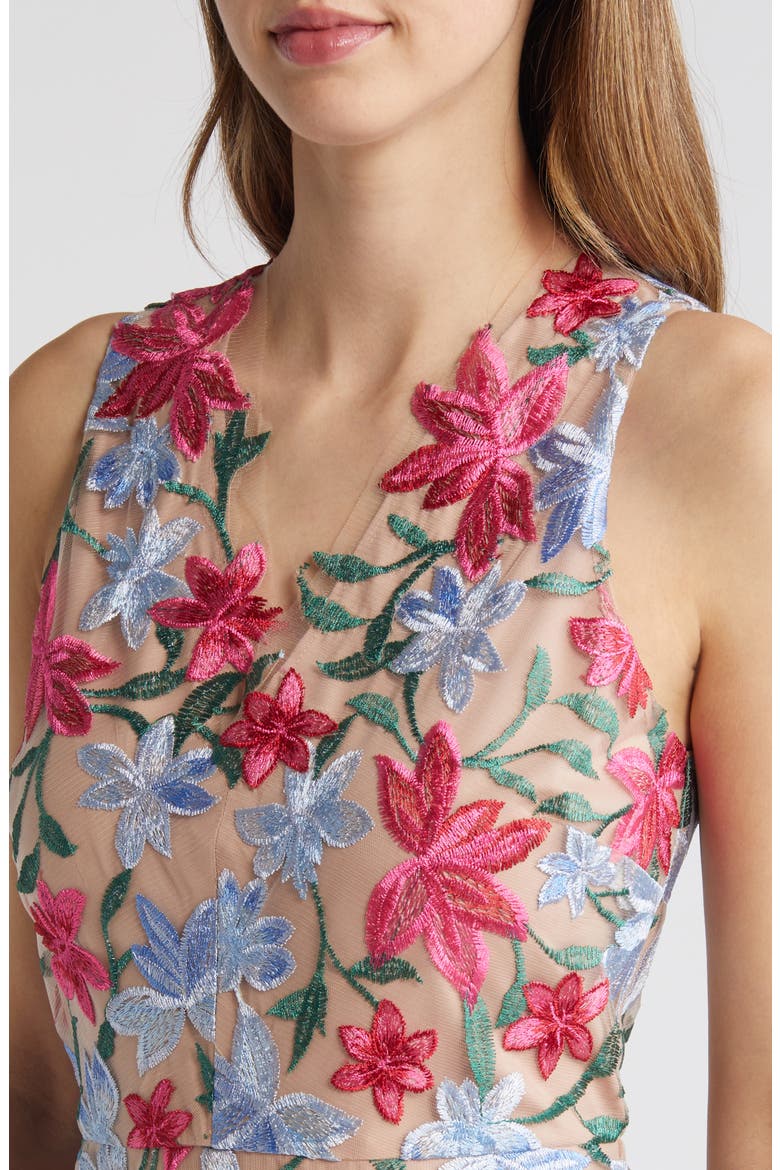 Embroidered Floral Minidress, Alternate, color, PNK/ BLUE