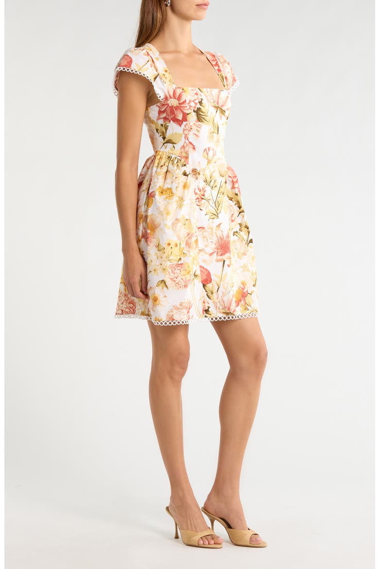 Zury Katey Floral Print Smocked Dress, Alternate, color, CORAL MULTI