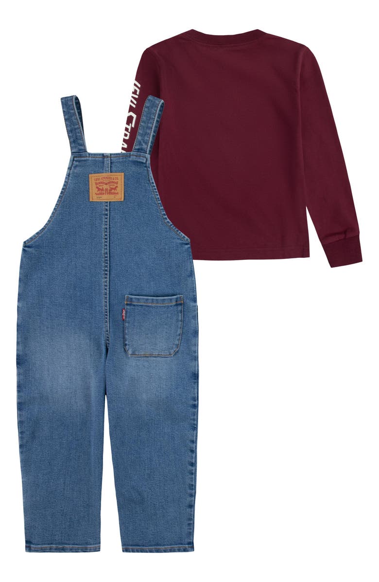 Levi's<sup>®</sup> Kids' Long Sleeve T-Shirt & Overalls Set, Alternate, color, 