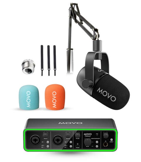 Music Audio Interface Bundle with USB Interface, Dynamic Microphone, and Boom Arm