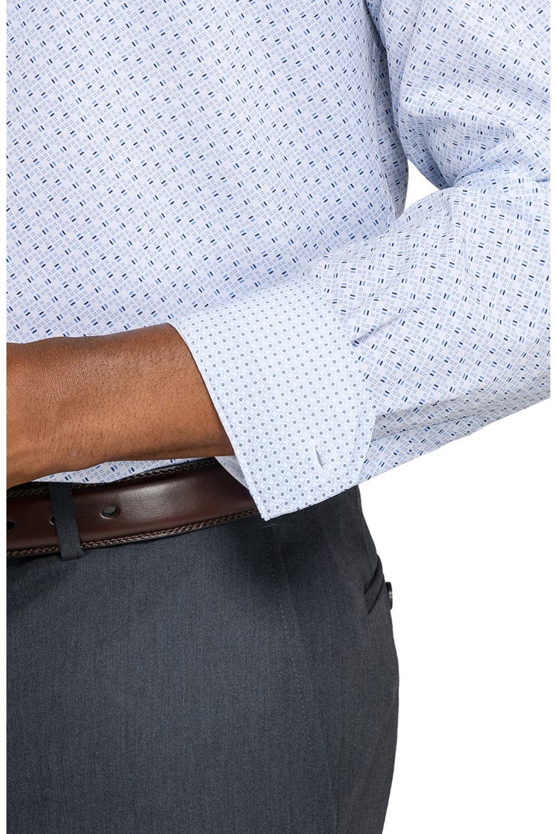 Slim Fit Duo Geo Print Performance Dress Shirt, Alternate, color, WHITE/ BLUE
