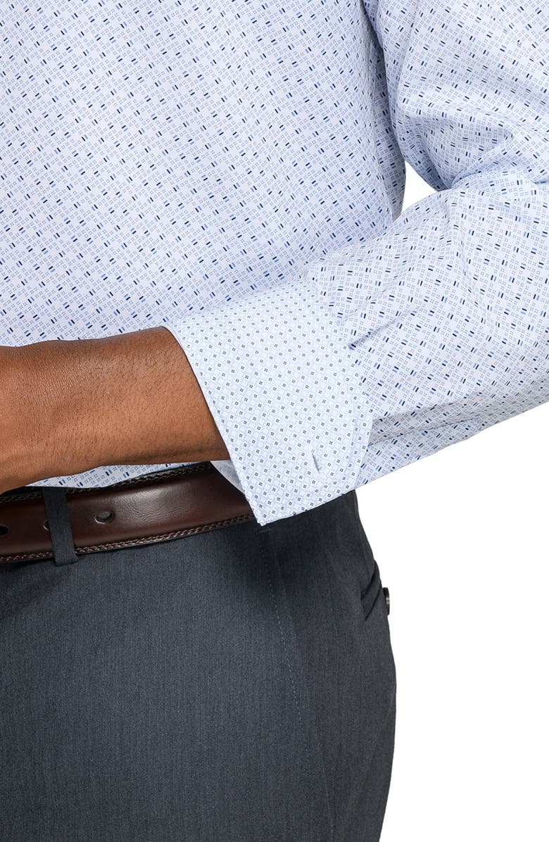 W.R.K Slim Fit Duo Geo Print Performance Dress Shirt, Alternate, color, White/ Blue