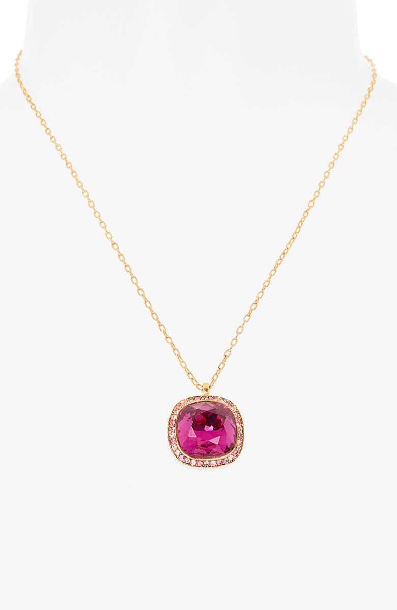 Kenneth Jay Lane Crystal Halo Pendant Necklace, Alternate, color, Pink Fushia