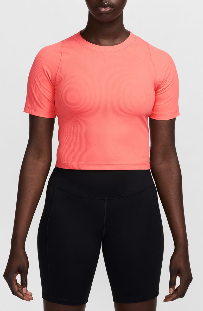 Nike Zenvy Dri-FIT Rib T-Shirt, Main, color, Magic Ember/ White