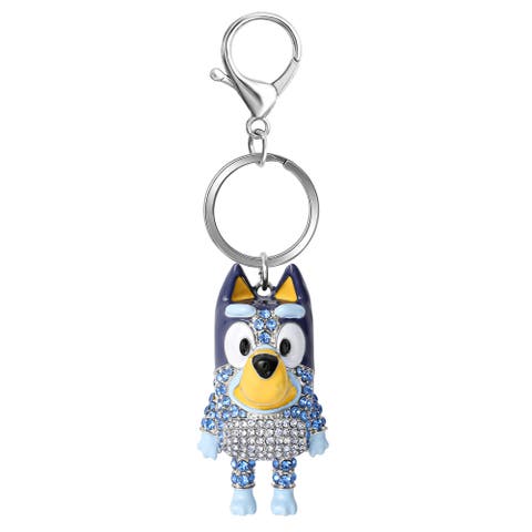 Bag Charm Pave Crystal, Official License Bluey Charm Keychain with Lobster Clip